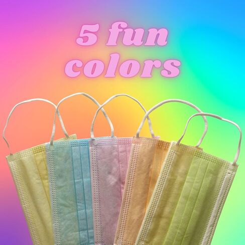 أقنعة الوجه الملونة للأطفال من MAGICARE - أقنعة وجه لطيفة للاستعمال مرة واحدة للأطفال - أقنعة أطفال 3 طبقات يمكن التخلص منها - ألوان زاهية - قناع وجه للأطفال يمكن التخلص منه - 50 قطعة (قناع أطفال متعدد الألوان) in Kuwait