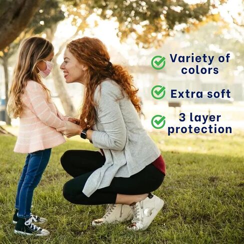 أقنعة الوجه الملونة للأطفال من MAGICARE - أقنعة وجه لطيفة للاستعمال مرة واحدة للأطفال - أقنعة أطفال 3 طبقات يمكن التخلص منها - ألوان زاهية - قناع وجه للأطفال يمكن التخلص منه - 50 قطعة (قناع أطفال متعدد الألوان) in Kuwait