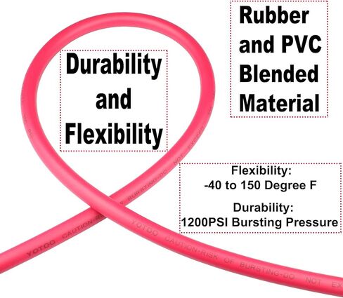 YOTOO Hybrid Lead-In Air Hose 3/8-Inch by 10-Feet 300 PSI Heavy Duty, Lightweight, Kink Resistant, All-Weather Flexibility with 1/4-Inch Industrial Air Fittings and Bend Restrictors in Saudi Arabia