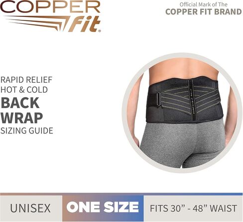 Copper Fit Unisex Adult Rapid Relief Back Support Brace with Hot/Cold Therapy, Black, Adjustable in Saudi Arabia