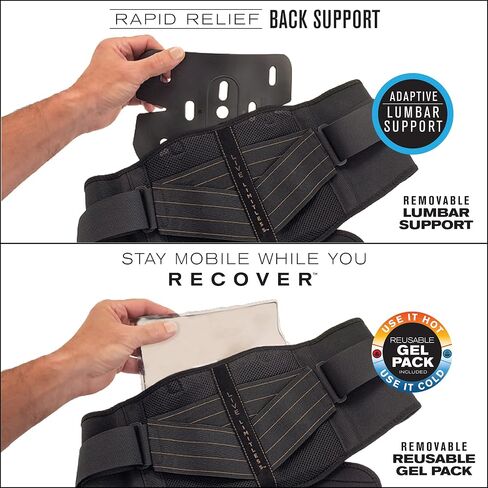 Copper Fit Unisex Adult Rapid Relief Back Support Brace with Hot/Cold Therapy, Black, Adjustable in Saudi Arabia