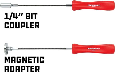 أداة إزالة قابس تصريف الزيت المغناطيسي من Powerbuilt، عمود مرن لسهولة الوصول، محول مغناطيسي لقمة سداسية، تثبيت وإزالة المقابس - أحمر 942072 in Kuwait