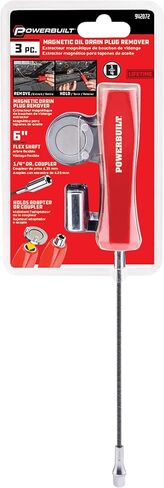 أداة إزالة قابس تصريف الزيت المغناطيسي من Powerbuilt، عمود مرن لسهولة الوصول، محول مغناطيسي لقمة سداسية، تثبيت وإزالة المقابس - أحمر 942072 in Kuwait