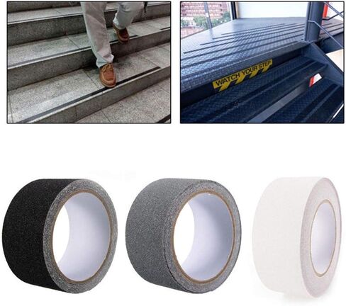 Stair Treads Non-Slip Outdoor Tape,Safety Traction Indoor Anti-Slip Tape Grip Tape Strong Adhesives Flooring Strips(2.5cmx5m,Black) in Saudi Arabia