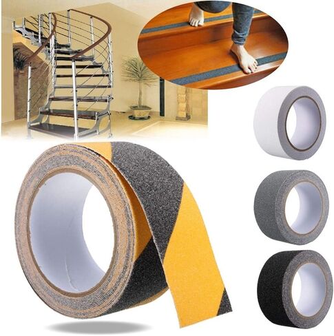 Stair Treads Non-Slip Outdoor Tape,Safety Traction Indoor Anti-Slip Tape Grip Tape Strong Adhesives Flooring Strips(2.5cmx5m,Black) in Saudi Arabia