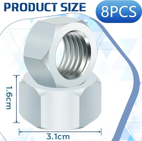 Pelopy 8 Pcs 3/4-6 Stainless Hex Nut Pitch Nut Hardware Fastener Kit Machine Screw Hex Nut for Automotive Construction Machinery Repairs Corrosion Resistance Home Office Easy to Install in Saudi Arabia