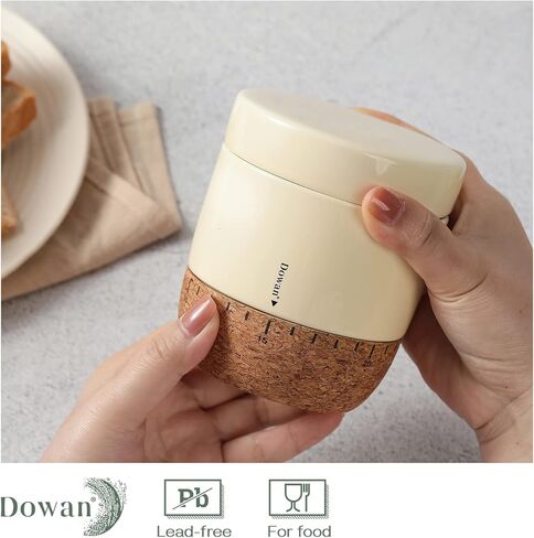 داوين وعاء زبدة مع غطاء لسطح المنضدة، حافظة زبدة مع قاعدة من الفلين وخط مياه، طبق زبدة فرنسية مع غطاء لديكور المطبخ المنزلي، هدية من السيراميك، بيج in Kuwait