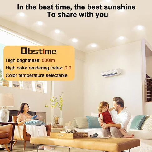 obstime 6 عبوات 14 وات 4 بوصة مصابيح LED رفيعة للغاية نحيفة مع صندوق توصيل، 2700 ك/3000 ك/4000 ك/5000 ك/6000 ك قابلة للتحديد، سطوع عالي Eqv 150 وات، إضاءة LED قابلة للتعتيم بدون ضوء - تصنيف IC & ETL in Kuwait