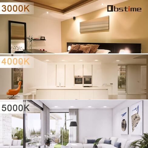 obstime 6 عبوات 14 وات 4 بوصة مصابيح LED رفيعة للغاية نحيفة مع صندوق توصيل، 2700 ك/3000 ك/4000 ك/5000 ك/6000 ك قابلة للتحديد، سطوع عالي Eqv 150 وات، إضاءة LED قابلة للتعتيم بدون ضوء - تصنيف IC & ETL in Kuwait