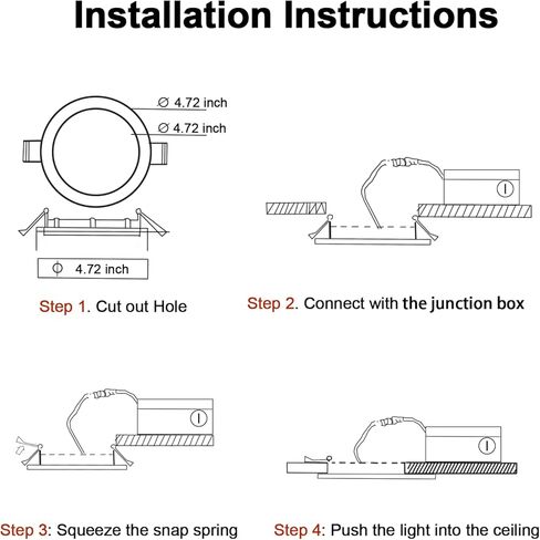 obstime 6 عبوات 14 وات 4 بوصة مصابيح LED رفيعة للغاية نحيفة مع صندوق توصيل، 2700 ك/3000 ك/4000 ك/5000 ك/6000 ك قابلة للتحديد، سطوع عالي Eqv 150 وات، إضاءة LED قابلة للتعتيم بدون ضوء - تصنيف IC & ETL in Kuwait