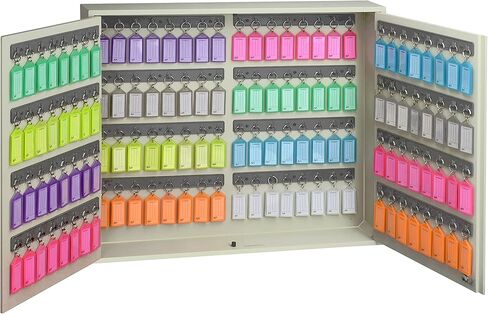 Acrimet Key Cabinet Organizer 128 Positions with Lock (Wall Mount) (128 Multicolored Tags Included) (Beige Cabinet) in Saudi Arabia