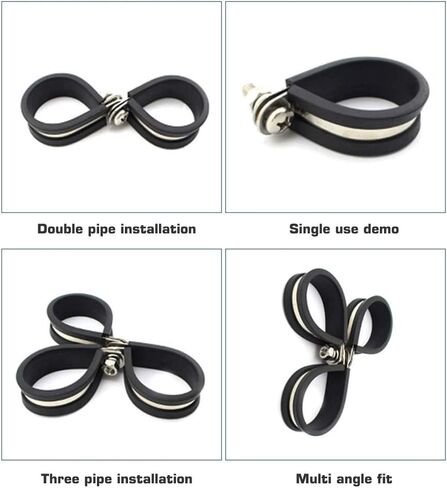 HOLYBEAR 20 قطعة 3/8 بوصة مشبك كابل من الفولاذ المقاوم للصدأ، مشبك معزول مبطن بمطاط السيليكون، مشبك أنبوب، مشبك معدني، حامل كابل، طوق أنبوب in Kuwait