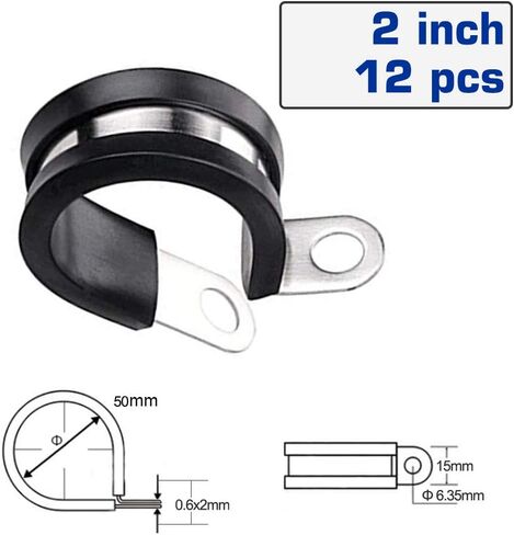 HOLYBEAR 20 قطعة 3/8 بوصة مشبك كابل من الفولاذ المقاوم للصدأ، مشبك معزول مبطن بمطاط السيليكون، مشبك أنبوب، مشبك معدني، حامل كابل، طوق أنبوب in Kuwait