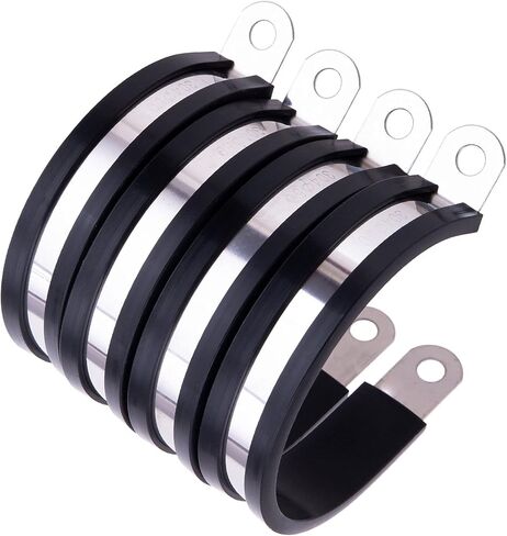 HOLYBEAR 20 قطعة 3/8 بوصة مشبك كابل من الفولاذ المقاوم للصدأ، مشبك معزول مبطن بمطاط السيليكون، مشبك أنبوب، مشبك معدني، حامل كابل، طوق أنبوب in Kuwait