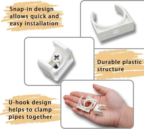 HARSKIYER 20pcs U-Shaped PVC Water Pipe Clamps, PEX Pipe Support Hangers U-Hook PEX Holder Clips Socket Fit for 25mm OD, Compatible with 3/4" ID PVC Pipe in Saudi Arabia