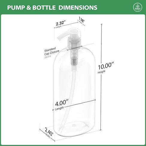 Bar5F Empty Shampoo Bottles with Pumps, 32Oz/1Liter/Large, BPA-Free, Lightweight (Medium Density PETE1 Plastic), Pack of 3, Clear Bottles, (32OZOBOTTLECP.3) in Kuwait