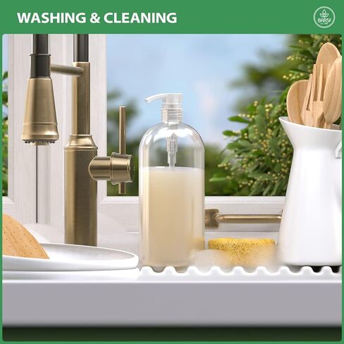 Bar5F Empty Shampoo Bottles with Pumps, 32Oz/1Liter/Large, BPA-Free, Lightweight (Medium Density PETE1 Plastic), Pack of 3, Clear Bottles, (32OZOBOTTLECP.3) in Kuwait