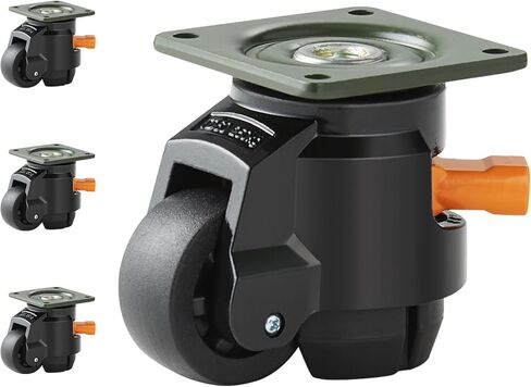 VEVOR Leveling Casters, Set of 4, 1100 lbs Total Load Capacity, 2 inches, Heavy Duty with Upgraded Handle Design, 360 Degree Swivel Caster Wheels, Adjustable Casters with Feet for Workbench, Machine in Kuwait