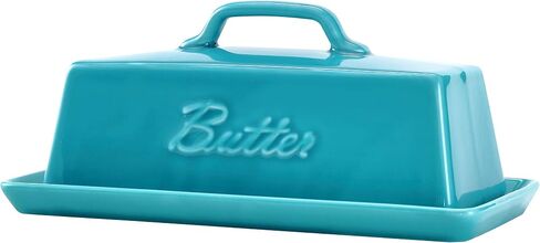 Bruntmor Ceramic Butter Dish With Lid. Butter Holder/Tray/Storage With Lid And Handle. Porcelain Butter Keeper For Countertop. Christmas Butter Dish With Cover In Purple Color. in Kuwait