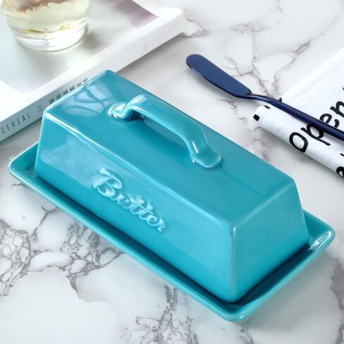 Bruntmor Ceramic Butter Dish With Lid. Butter Holder/Tray/Storage With Lid And Handle. Porcelain Butter Keeper For Countertop. Christmas Butter Dish With Cover In Purple Color. in Kuwait