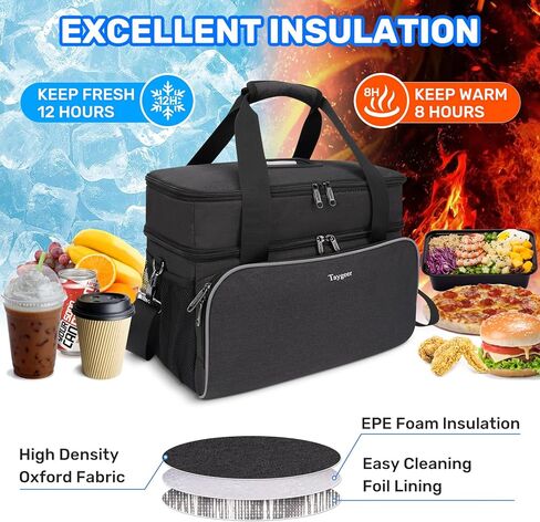 حامل مشروبات قابل لإعادة الاستخدام مكون من 8 أكواب للتسليم مع فواصل، حقيبة تبريد غداء معزولة مع حجرات مزدوجة، حقيبة كبيرة لحمل أكواب المشروبات وحقيبة حمل لمشروبات العمل والنزهات، أسود in Kuwait