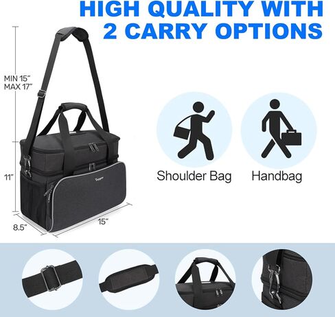 حامل مشروبات قابل لإعادة الاستخدام مكون من 8 أكواب للتسليم مع فواصل، حقيبة تبريد غداء معزولة مع حجرات مزدوجة، حقيبة كبيرة لحمل أكواب المشروبات وحقيبة حمل لمشروبات العمل والنزهات، أسود in Kuwait