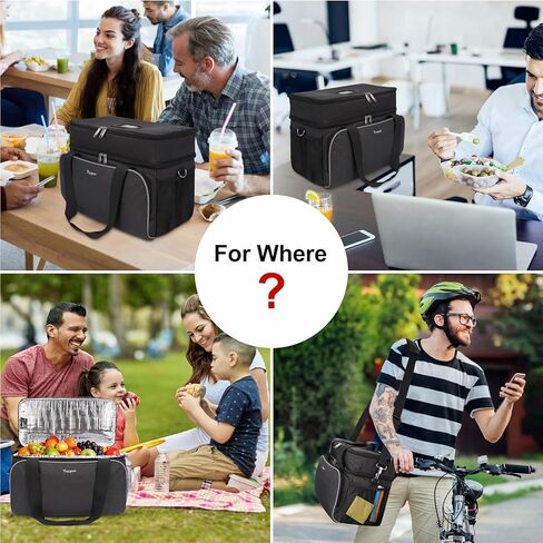 حامل مشروبات قابل لإعادة الاستخدام مكون من 8 أكواب للتسليم مع فواصل، حقيبة تبريد غداء معزولة مع حجرات مزدوجة، حقيبة كبيرة لحمل أكواب المشروبات وحقيبة حمل لمشروبات العمل والنزهات، أسود in Kuwait
