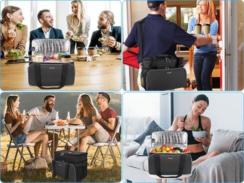 حامل مشروبات قابل لإعادة الاستخدام مكون من 8 أكواب للتسليم مع فواصل، حقيبة تبريد غداء معزولة مع حجرات مزدوجة، حقيبة كبيرة لحمل أكواب المشروبات وحقيبة حمل لمشروبات العمل والنزهات، أسود in Kuwait