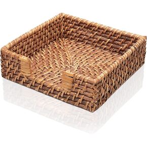 HNCmua Flat Napkin Holder - Rattan Napkin Holder - Napkin Holder for Kitchen - Rattan Paper Tray - Napkin Holder Basket - Wash Holder - Holder for Napkins - 7.87"x7.87" Flat Dinner Napkin Holder in Saudi Arabia