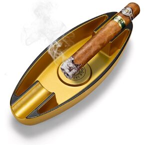 Cigar Ashtray with 2 Cigar Holder Portable Travel Ashtray Unique for Outdoors Indoors