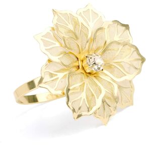 Picowe Set of 12 Alloy Napkin Rings with Hollow Out Flower Napkin Ring Holders for Wedding Party Holiday Banquet Christmas Dinner Delicate Serviette Buckles Decor Favor (Gold)