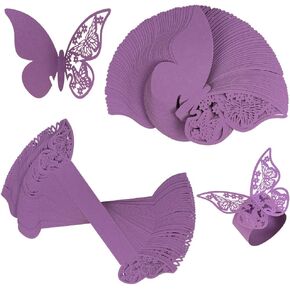 100pcs Napkin Rings Butterfly Paper Napkin Holder with Table Number Place Card Name Card for Wedding Party Cup Decoration Serviette Restaurant, Weddings,Table Decoration,Restaurant,Party,Anniversary