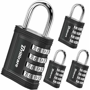 4 Pack Combination Lock, 4-Digit Waterproof Padlock, Zinc Alloy Outdoor Keyless Resettable Travel Luggage Locks for Backpack, Gym Locker, Hasp, Fence, Gate, Case, Toolbox-by BRILLIRARE in Kuwait