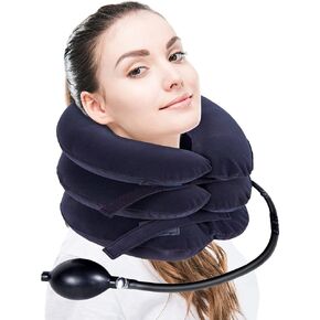 TOPJESS Cervical Neck Traction Device and Instant Pain Relief, Collar Brace, Inflatable Adjustable Support & Stretcher for Spine Alignment Chronic,Neck Pillow Decompression, Brown in Saudi Arabia