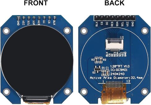 Dweii 2PCS DC 3.3V 1.28 inch TFT LCD Display Module Round RGB 240 * 240 GC9A01 Driver 4 Wire SPI Interface 240x240 Resolution Adapter PCB for Arduino in Saudi Arabia