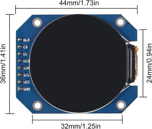 Dweii 2PCS DC 3.3V 1.28 inch TFT LCD Display Module Round RGB 240 * 240 GC9A01 Driver 4 Wire SPI Interface 240x240 Resolution Adapter PCB for Arduino in Saudi Arabia