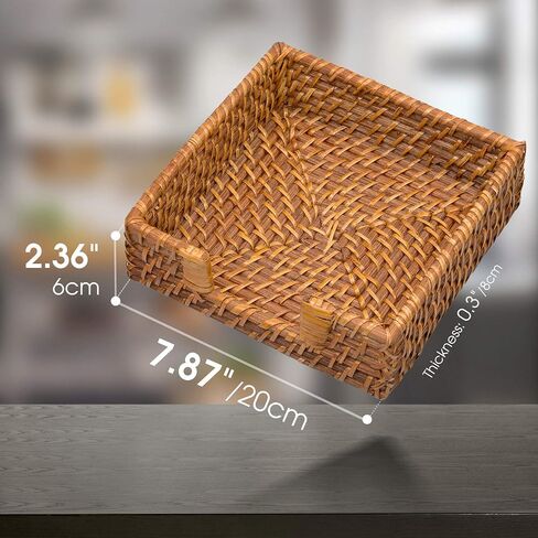 HNCmua Flat Napkin Holder - Rattan Napkin Holder - Napkin Holder for Kitchen - Rattan Paper Tray - Napkin Holder Basket - Wash Holder - Holder for Napkins - 7.87"x7.87" Flat Dinner Napkin Holder in Saudi Arabia