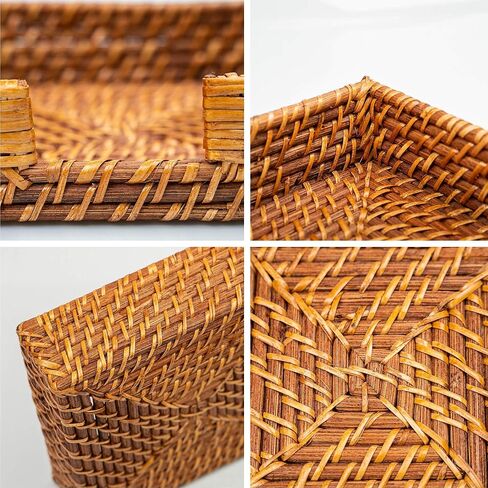 HNCmua Flat Napkin Holder - Rattan Napkin Holder - Napkin Holder for Kitchen - Rattan Paper Tray - Napkin Holder Basket - Wash Holder - Holder for Napkins - 7.87"x7.87" Flat Dinner Napkin Holder in Saudi Arabia
