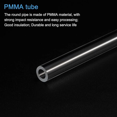 MECCANIXITY Acrylic Pipe Clear Rigid Round Tube 4mm(5/32") ID 8mm(5/16") OD 10" for Lamps and Lanterns, Water Cooling System 4pcs in Kuwait