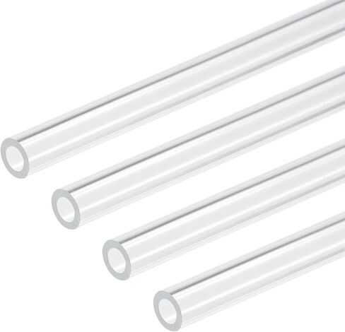 MECCANIXITY Acrylic Pipe Clear Rigid Round Tube 4mm(5/32") ID 8mm(5/16") OD 10" for Lamps and Lanterns, Water Cooling System 4pcs in Kuwait