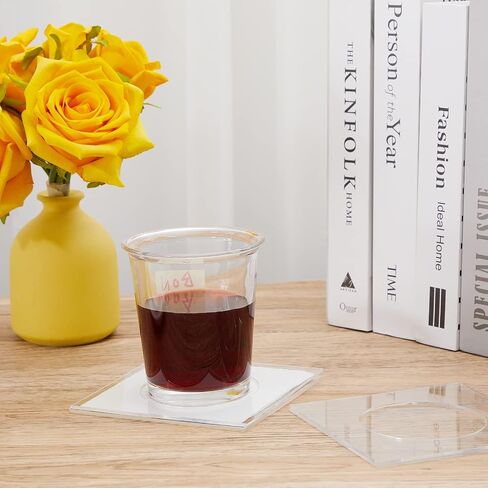 Tatuo 8 Pack Acrylic Coasters DIY Cocktail Napkin Holder Square Clear Coasters for Bar Decor Drinks Table Room Home Office, Without Inserts in Saudi Arabia