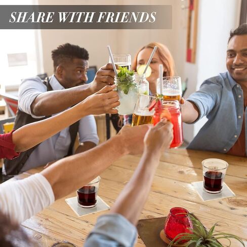 Tatuo 8 Pack Acrylic Coasters DIY Cocktail Napkin Holder Square Clear Coasters for Bar Decor Drinks Table Room Home Office, Without Inserts in Saudi Arabia