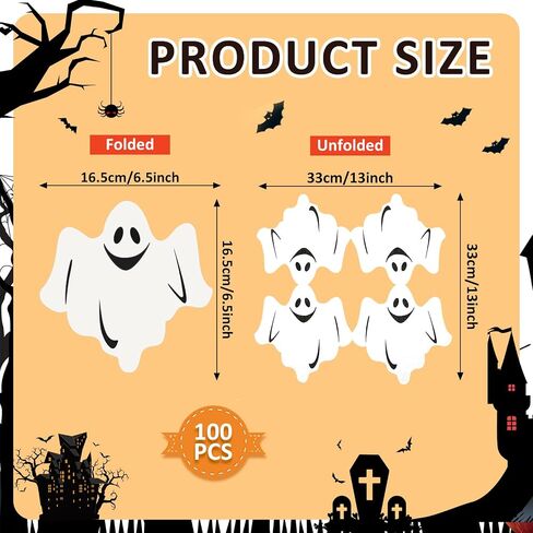 Honoson 120 Pcs Halloween Party Napkins 13 x 13 Inch White Ghost Paper Napkins 3 Ply Halloween Pumpkin Guest Towels Disposable Spider Web Guest Napkins for Halloween Home Dinner Party Supplies Decor in Saudi Arabia