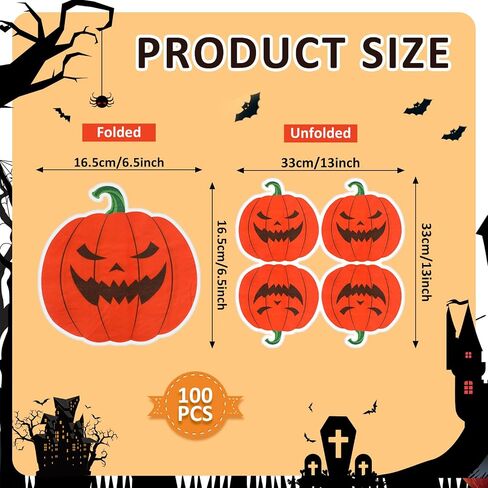 Honoson 120 Pcs Halloween Party Napkins 13 x 13 Inch White Ghost Paper Napkins 3 Ply Halloween Pumpkin Guest Towels Disposable Spider Web Guest Napkins for Halloween Home Dinner Party Supplies Decor in Saudi Arabia
