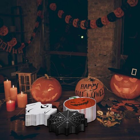 Honoson 120 Pcs Halloween Party Napkins 13 x 13 Inch White Ghost Paper Napkins 3 Ply Halloween Pumpkin Guest Towels Disposable Spider Web Guest Napkins for Halloween Home Dinner Party Supplies Decor in Saudi Arabia