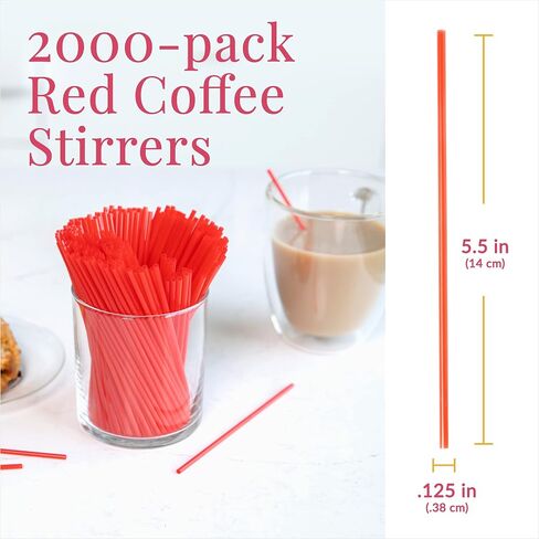 Prestee Plastic Coffee Stirrers, 4000ct, 5.5" - Plastic Coffee Straws, Coffee and Drink Stir Sticks, Cocktail Swizzle Sticks, Disposable Stir Sticks, Drinking Straws for Coffee & Cocktails (Black) in Saudi Arabia