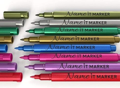 اسم إت ماركر، أقلام النبيذ المعدنية، حبر الصف الغذاء بألوان مرحة! إضفاء الطابع الشخصي على مشروباتك مثل سحر النبيذ ، مجموعة من 8 in Kuwait