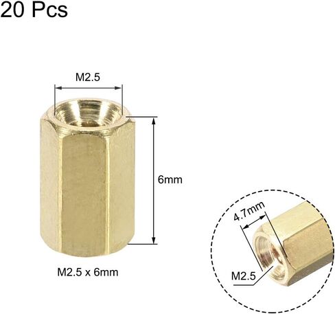 Uxcell M2.5x6mm أنثى-أنثى سداسي النحاس PCB اللوحة الأم فاصل المواجهة لطائرة بدون طيار FPV كوادكوبتر والكمبيوتر ولوحة دوائر كهربائية 20 قطعة in Kuwait