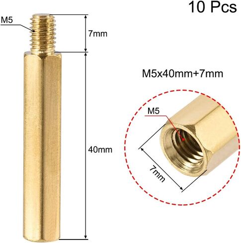 uxcell M5x10mm+7mm Male-Female Brass Hex PCB Motherboard Spacer Standoff for FPV Drone Quadcopter, Computer & Circuit Board 10pcs in Kuwait