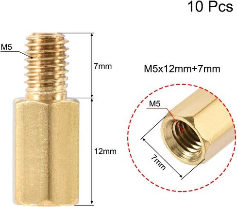 uxcell M5x10mm+7mm Male-Female Brass Hex PCB Motherboard Spacer Standoff for FPV Drone Quadcopter, Computer & Circuit Board 10pcs in Kuwait
